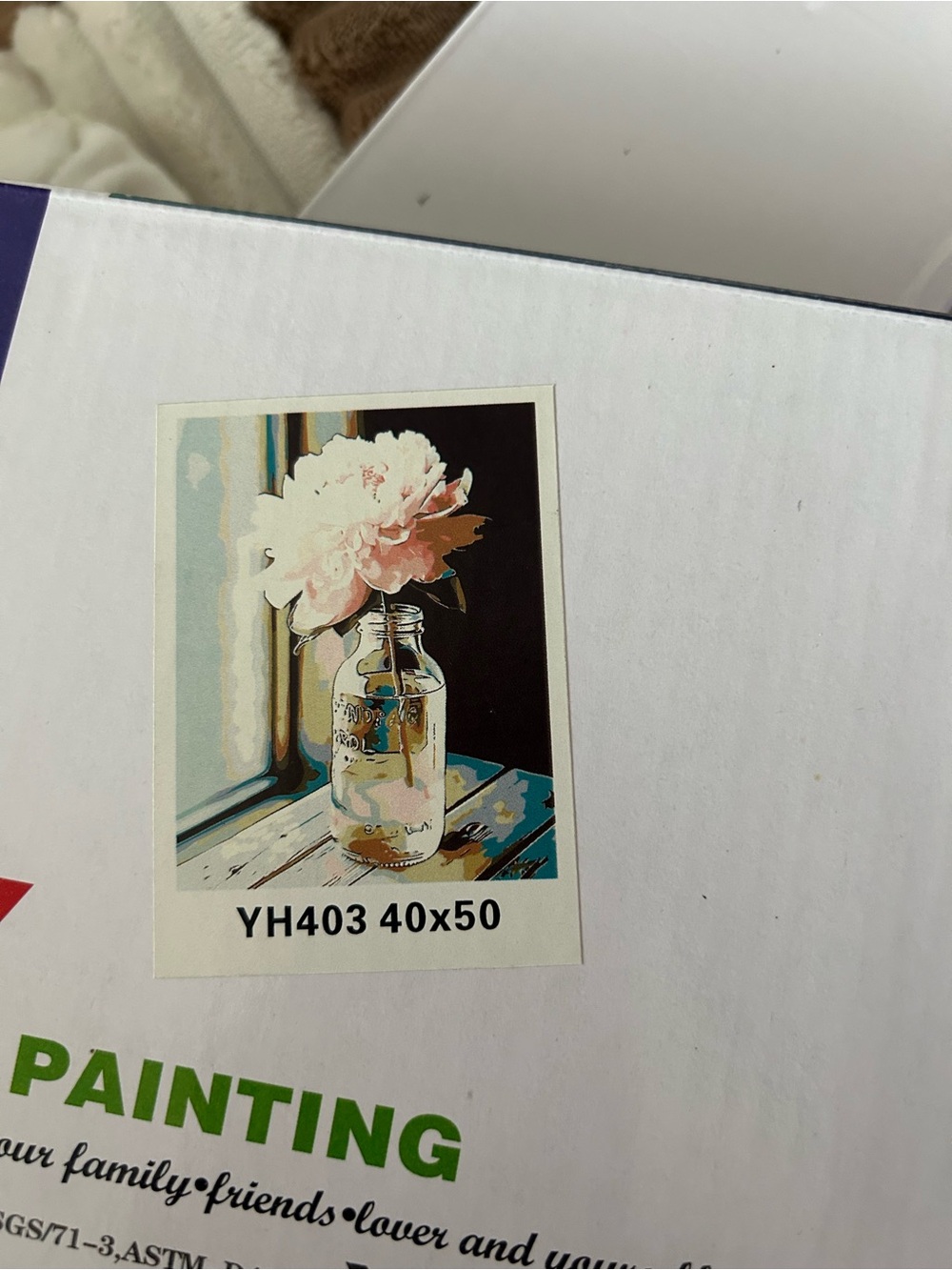 New Pink Peony in Mason Jar Wall Paint By Number Art